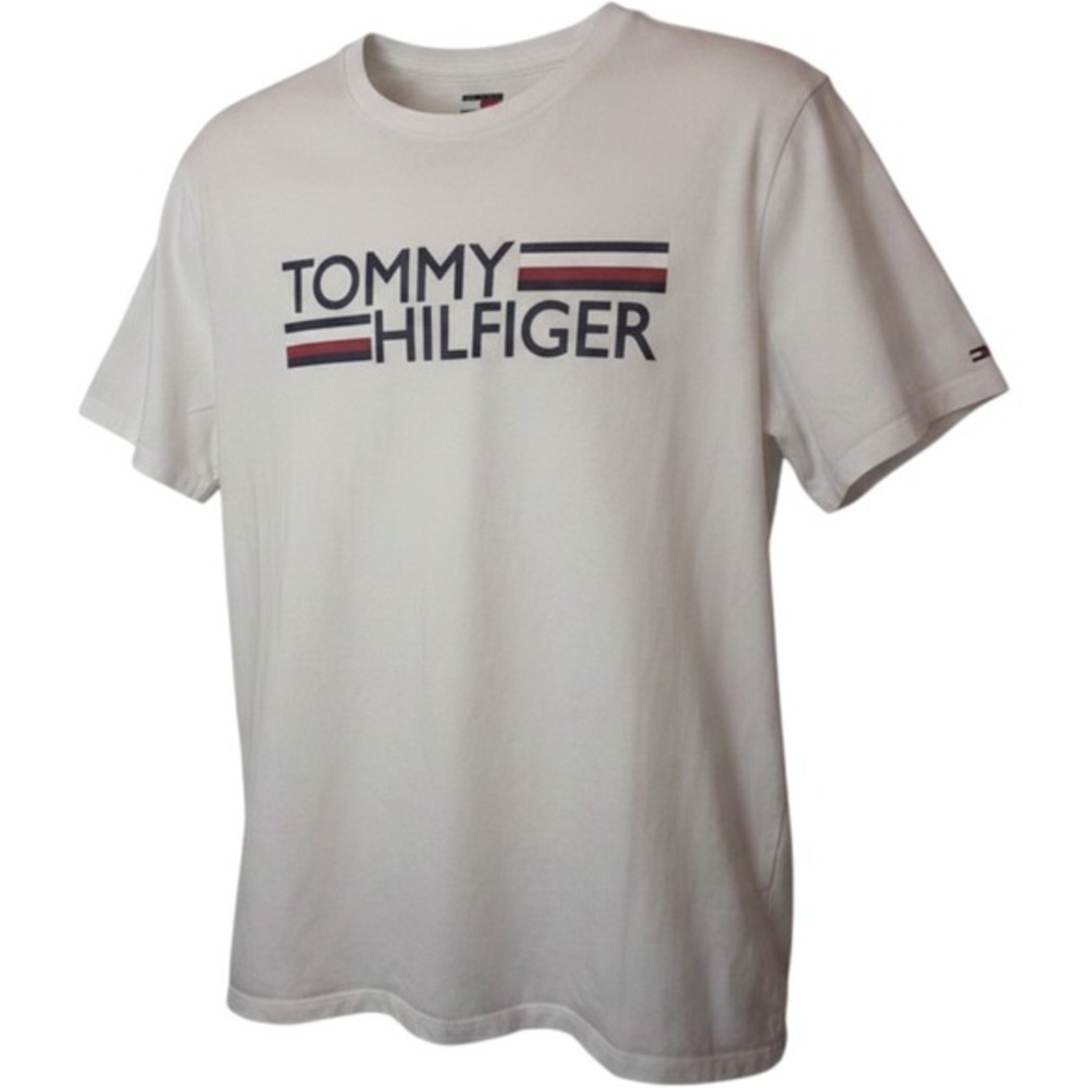 Tommy‎ Hilfiger Womens T-Shirt M White Graphic Logo Short Sleeve Americana